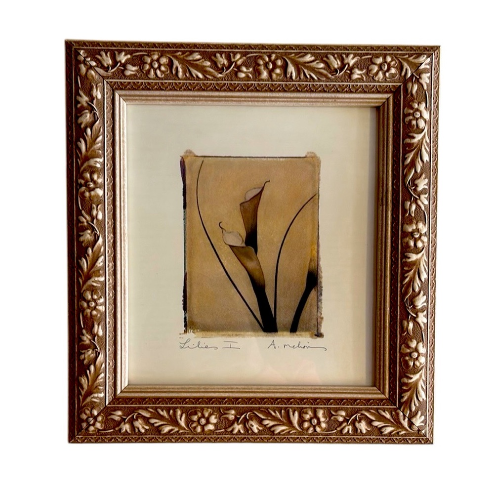 Lilies I print in floral frame Amy Mellous